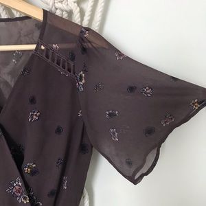 Midi mauve floral dress. Maternity friendly